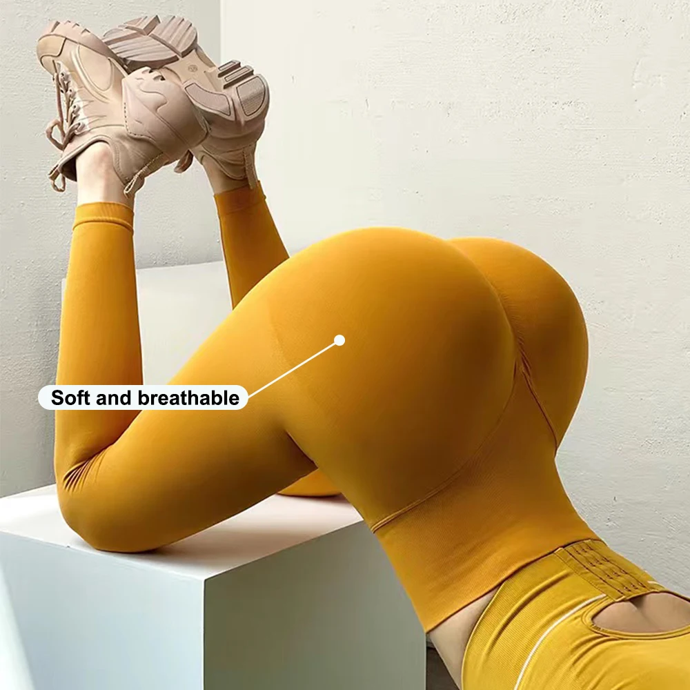 High Waist Sports Leggings Push Up Tight Butt Lifting Workout Pants Breathable Fitness Yoga Seamless Leggings For Women