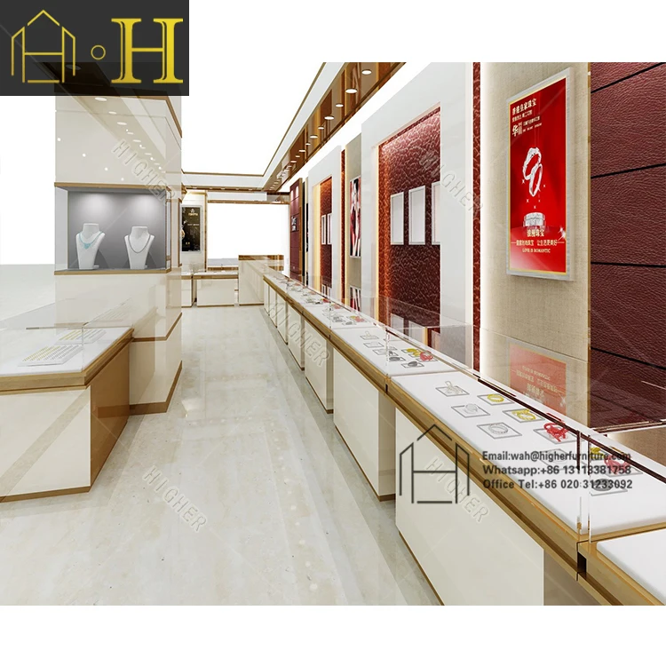 Modern luxury jewelry display counter jewelry  showcases design jewelry shop showcase