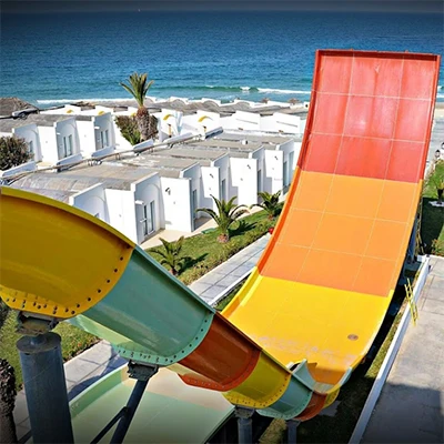 2 Players fiberglass tube boomerango water slide for aquatic park