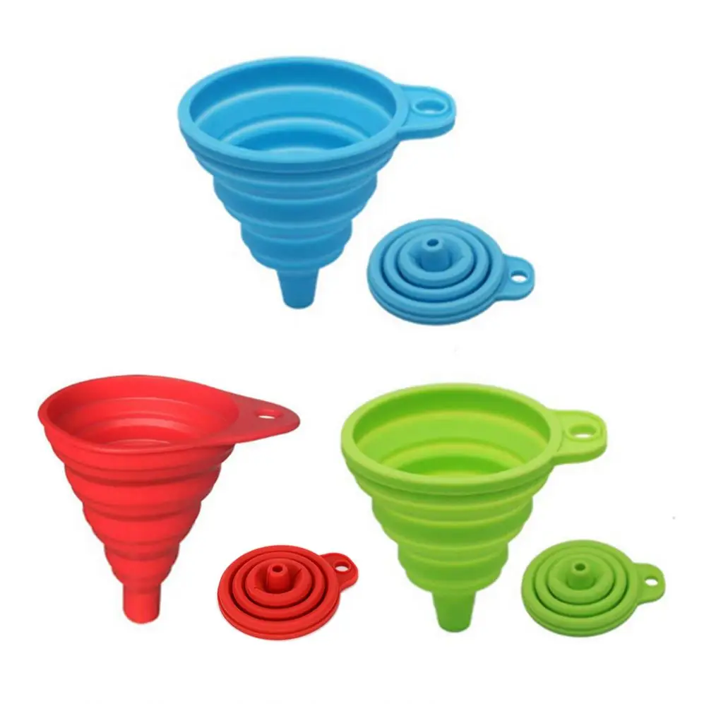  Wholesale Food Grade Foldable Collapsible Funnel Silicone Folding Portable Funnels Hopper Household Dispensing Kitchen