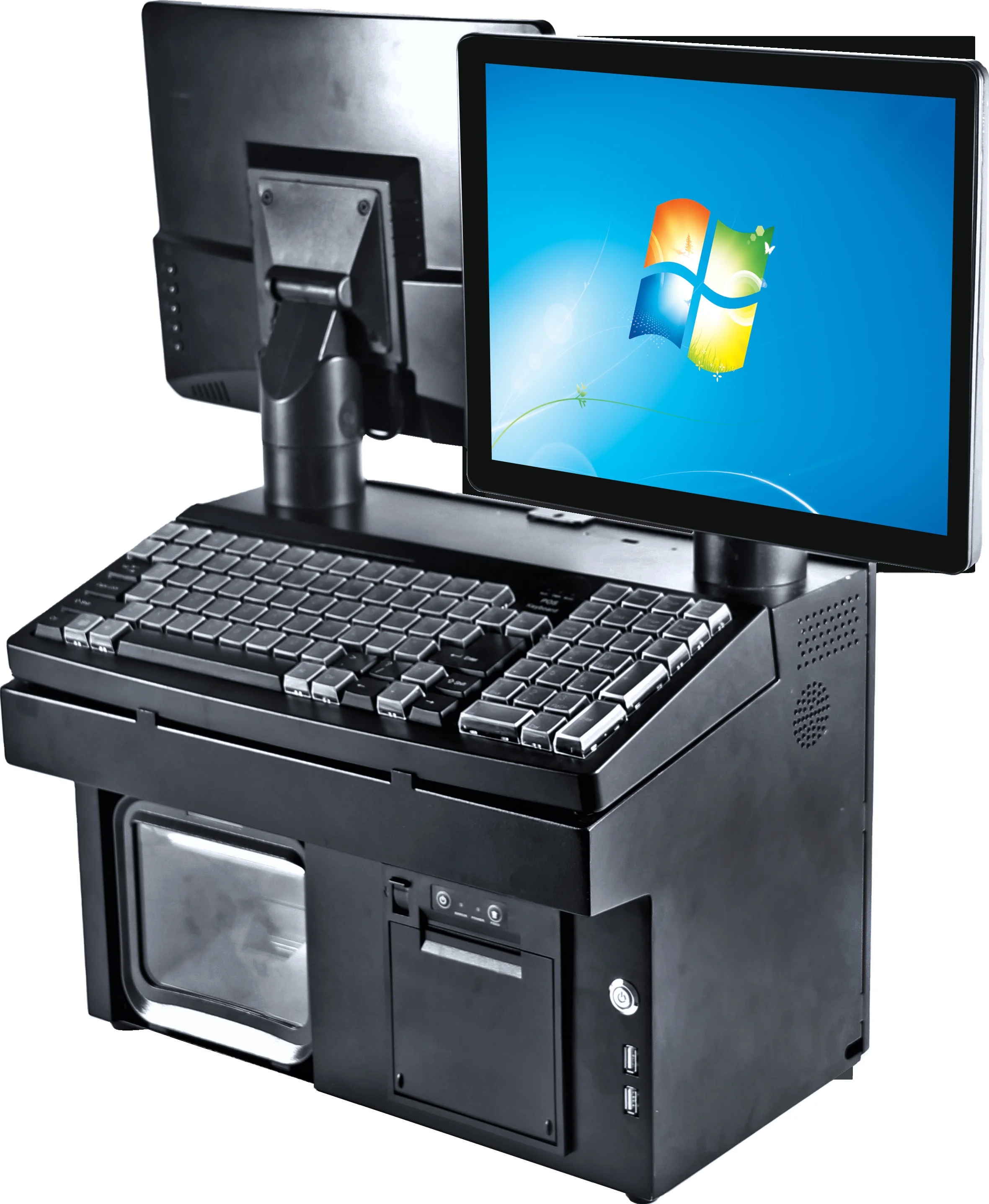 Sabao pos 15,6 + 15,6 дюймовый одиночный HD экран tpv pos принтер клавиатура и ящик для наличных все один кассир windows