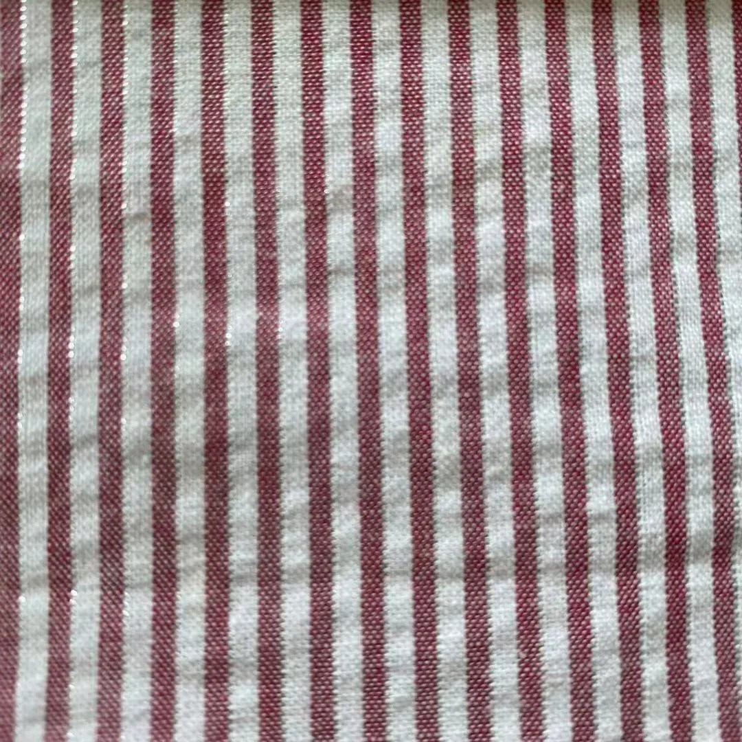 Wholesale Yarn Dyed stripes Fabric, Cotton + Silver metalic yarn stripe fabric