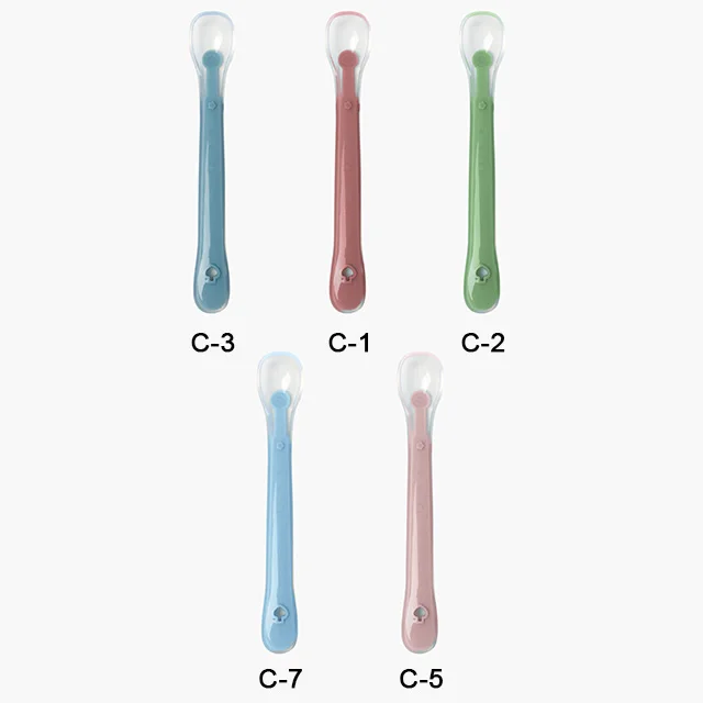 ES-Pro 100% Food Grade BPA-Free Silicone Baby Spoon Non-Toxic Liquid Spoon Feeding Tool Toddlers Soft Utensils PP Silica Gel