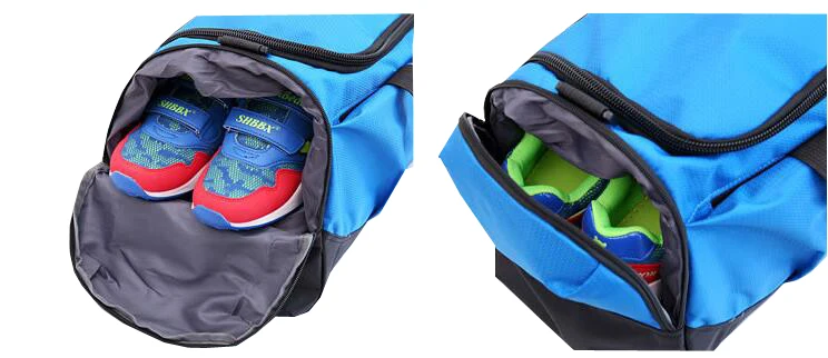 Custom logo waterproof Fitness duffel bag football basketball sports gym bag with bottle holder wet pocket shoes compartment