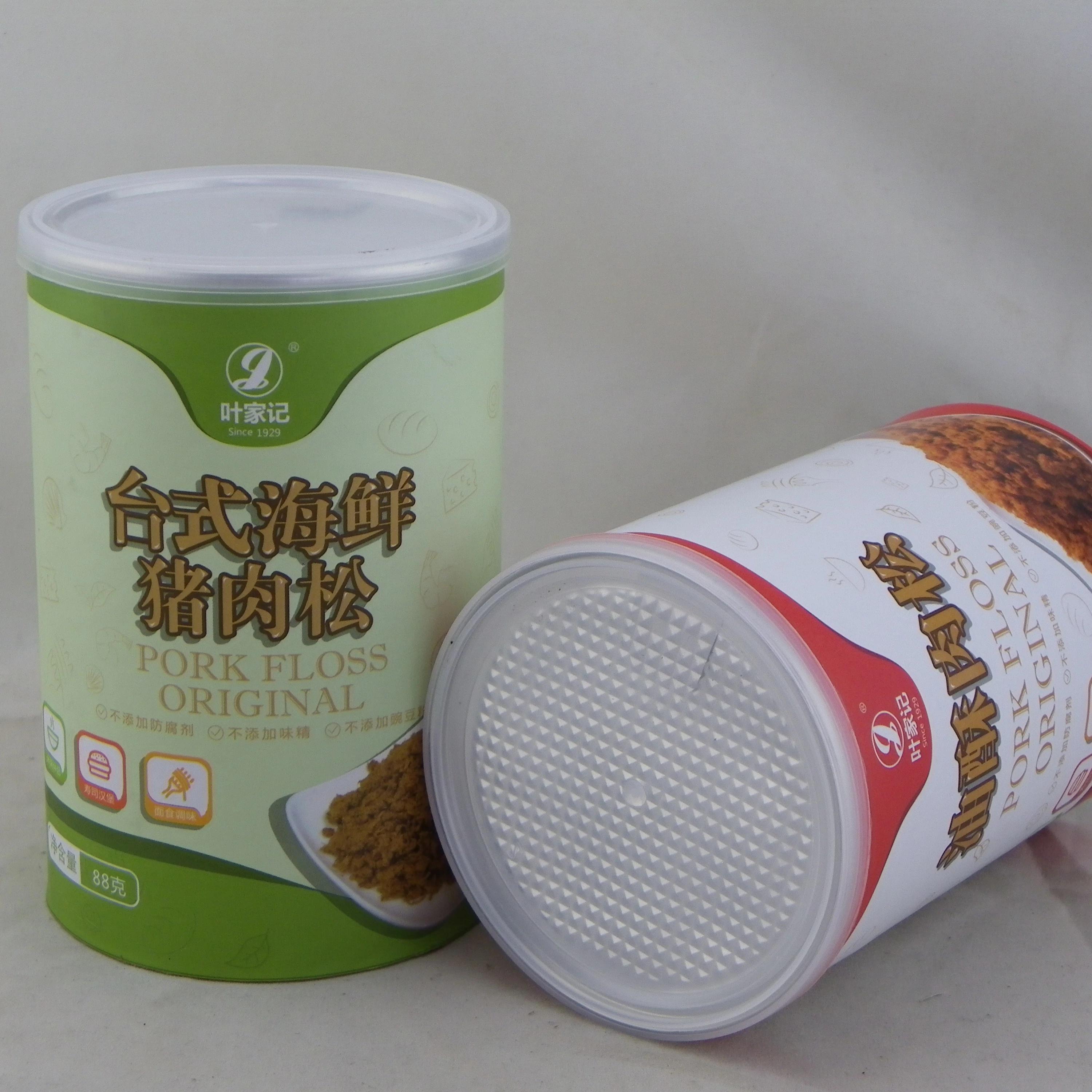 Нитки из свиной нити разного вкуса, упаковочная бумага, композитные банки с крышкой из алюминиевой фольги