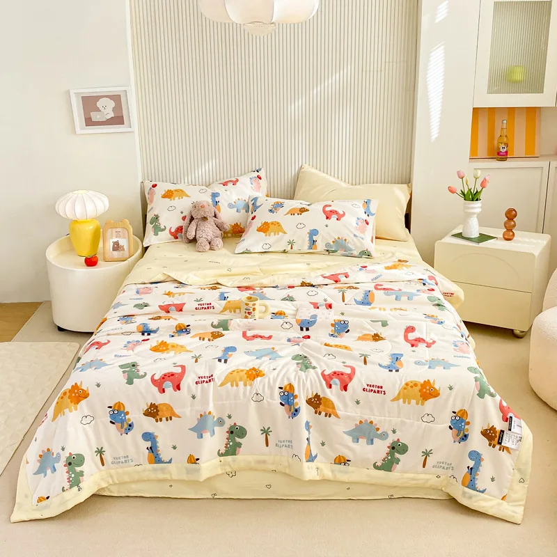 Cotton Quilt  Pattern 2-Layer Yarn Organic 100% Polyester Machine Washable Soft Cool for Summer Weddings Bedding