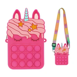 HuaMJ wholesale new fashion style colorful small big sensory bubble poppet cross push popper fidget poppet bag unicorn pop purse