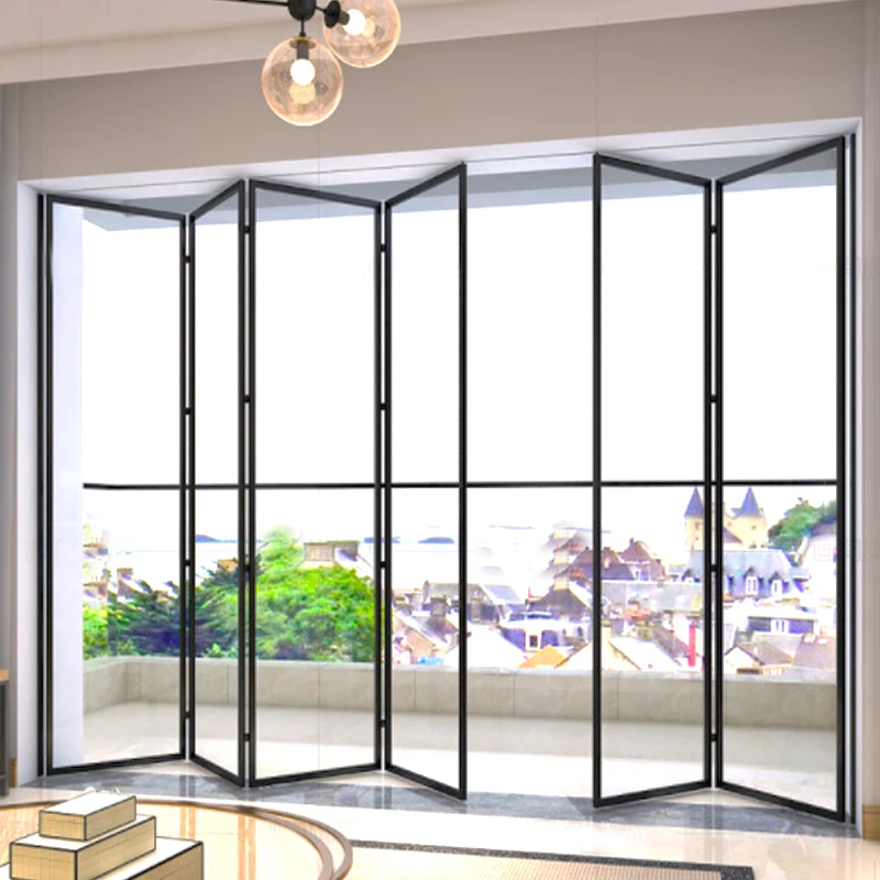 Prefab house Slimline interior  bi folding door and patio aluminum glass folding door window