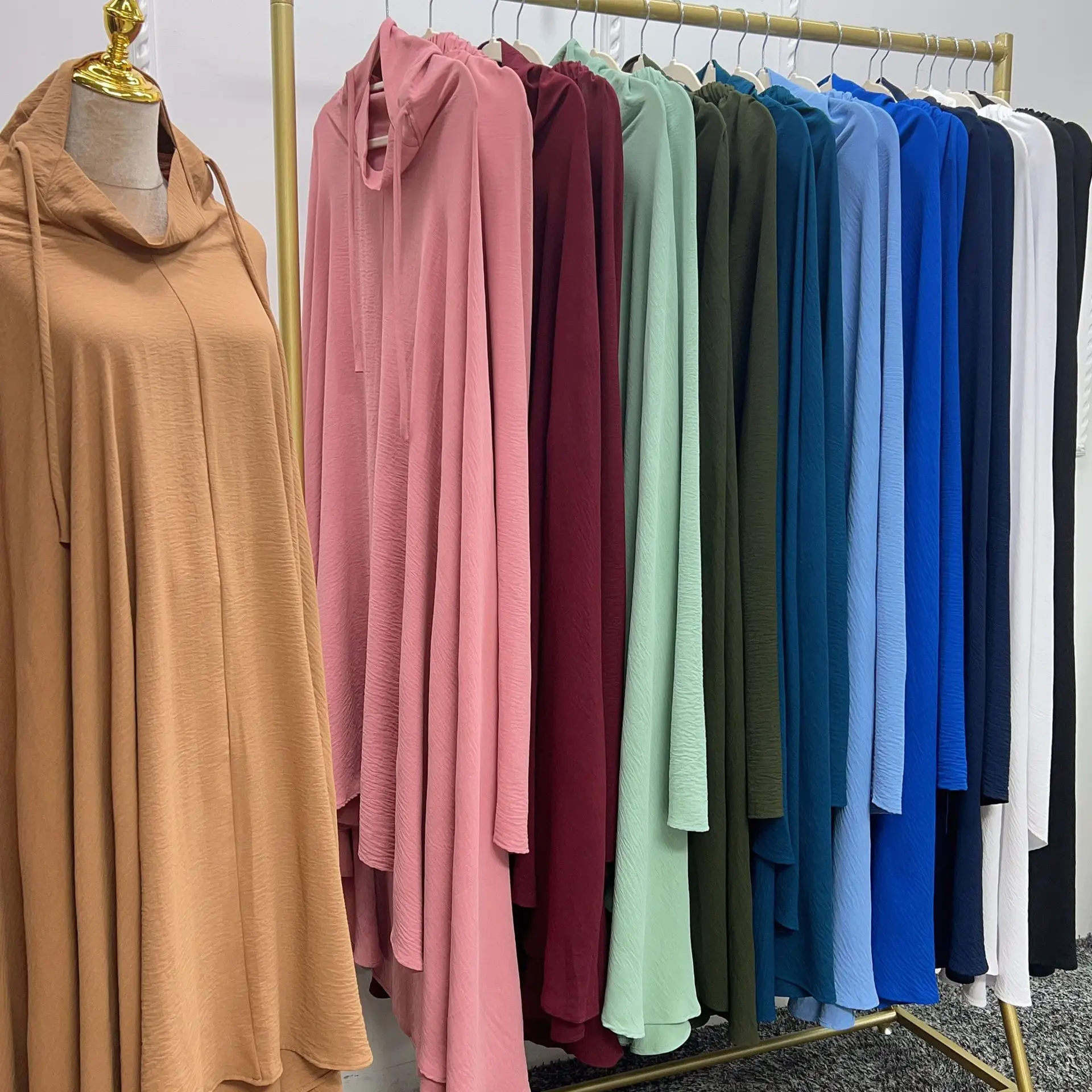 SIPO Solid Dubai Indonesia Vietnam Fashion Malaysia Muslim Prayer Set Women Garment Abaya Satin Fabric Telekung 2023