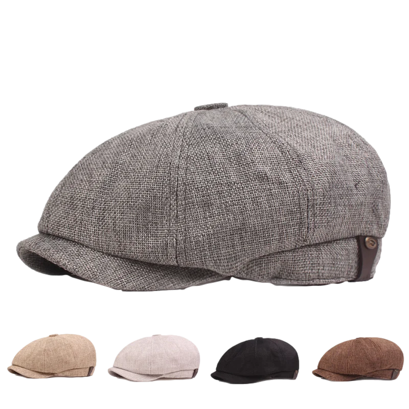 Cotton And Linen Octagonal Artistic Youth Beret Spring Summer Autumn Peaked Cap Boys Girls Breathable Sunshade Newsboy Hat