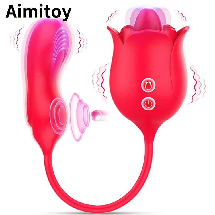 Aimitoy Rose Toy Vibrator for Woman Nipple Clitoral Stimulator Dildo with 10 Tongue Licking & Tapping Clitoris G Spot Vibrators