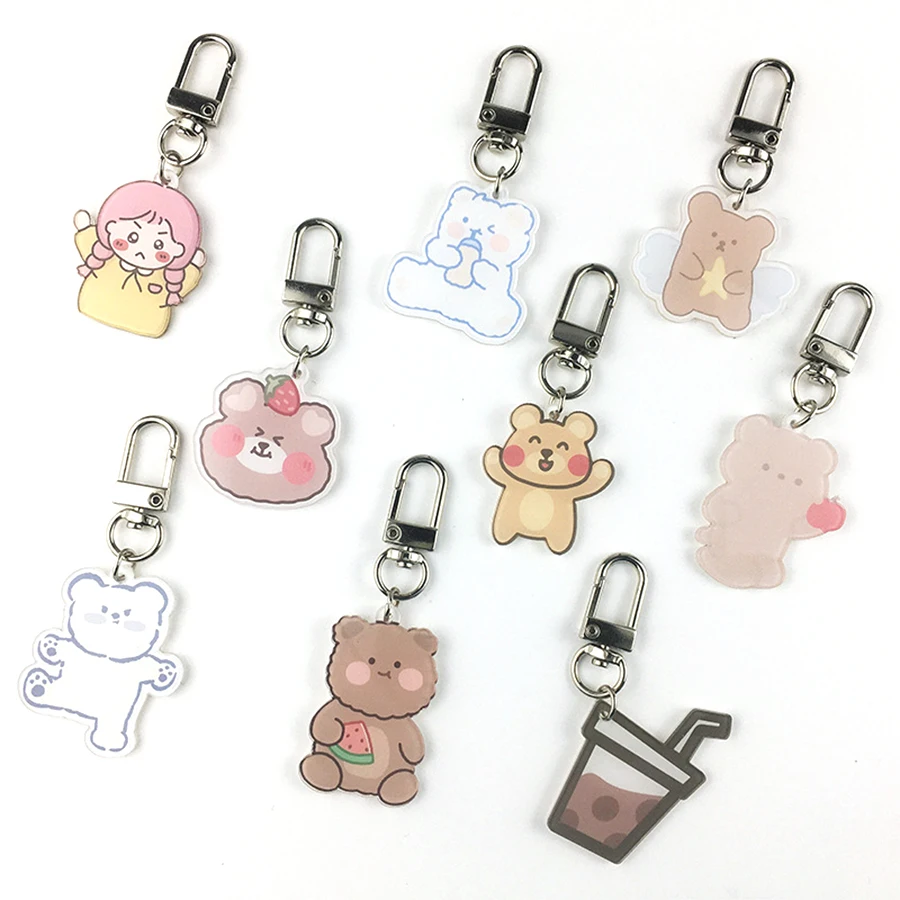 Epoxy Plastic Keychain Promotional Cartoon Gift Printing Anime Holographic acrylic charms custom keychain double sided