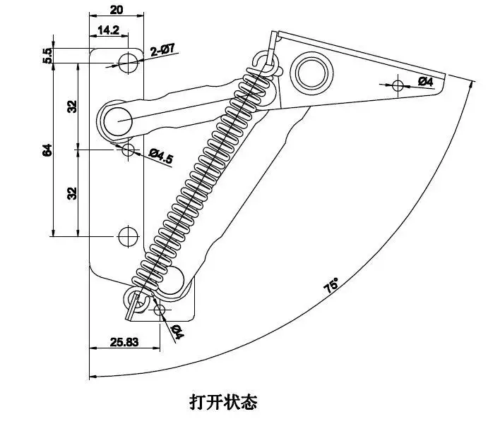 75 degree scissor hinge 80 degree vertical folding hinge Lift Up spring support cabinet upper door hinge