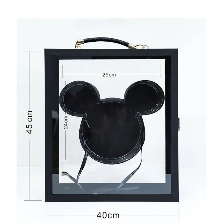 wholesale acrylic transparent with Mickey shape rose gift box portable flip flower box eternal  festive gift box