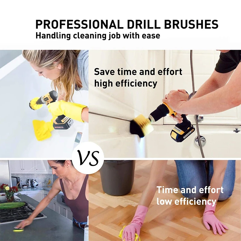 Power Scrubber Cleaning Brush Extended Long Attachment Set All Purpose Drill Scrub Brushes Kit Drill Brush for Grout Floor