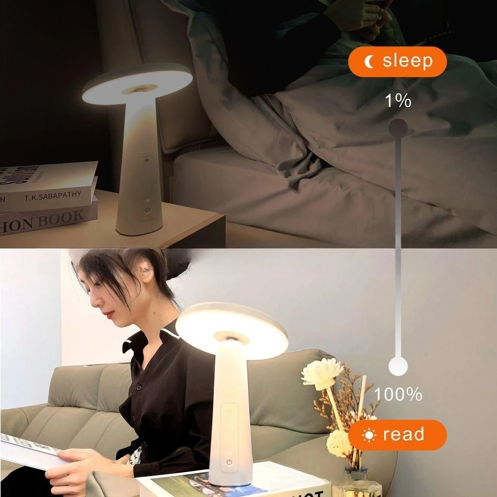 Adjustable Optical Touch Control Cordless Desk Lamp With Rechargeable Wireless LED Mushroom Table Lamp For Bar  Bedroom Desk