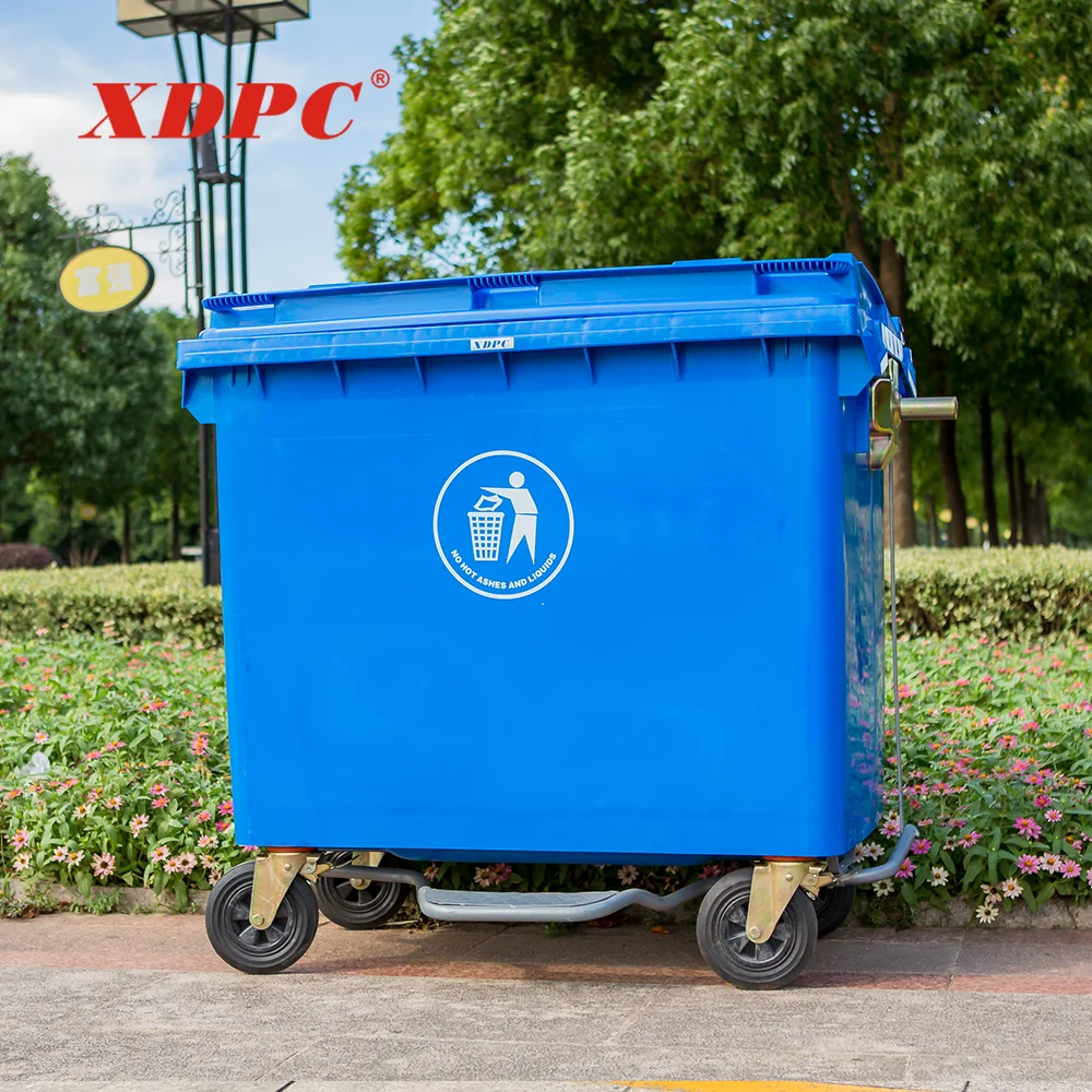 1100 liter dustbin plastic 4 wheel outdoor garbage wheelie bin dustbin garden rubbish carts with