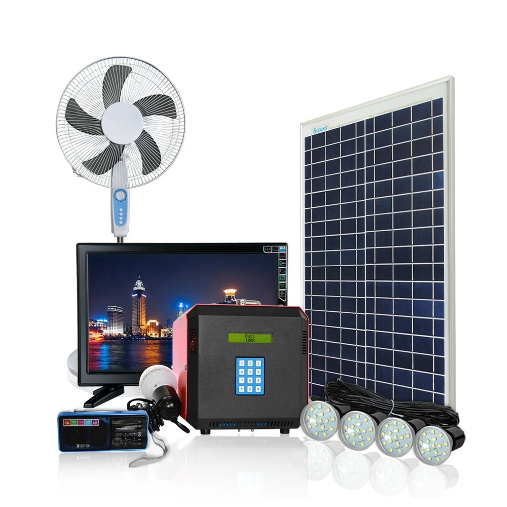 Paygo 100W Solar System Power Generator Lighting System Kit with TV LiFePO4 Rechargeable DC LED Bulb Lights for Energy Storage