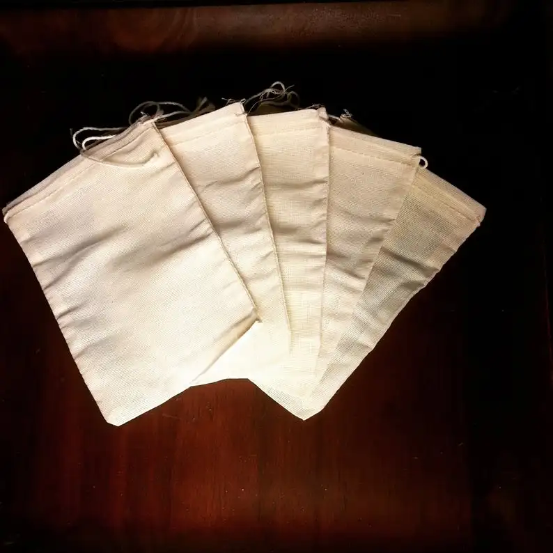 Sopurrrdy Reusable Cotton Tea Muslin Bag with Drawstring Bags