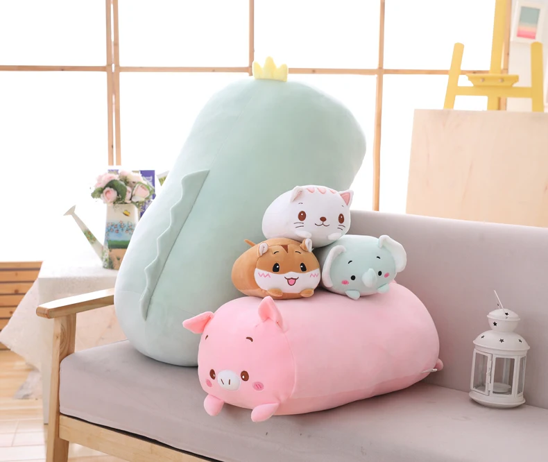 IN STOCK cute Stuffed animal throw pillows Dinosaur Pig Cat Bear Soft Doll toy animal Pillow Stuffed Plush Toy