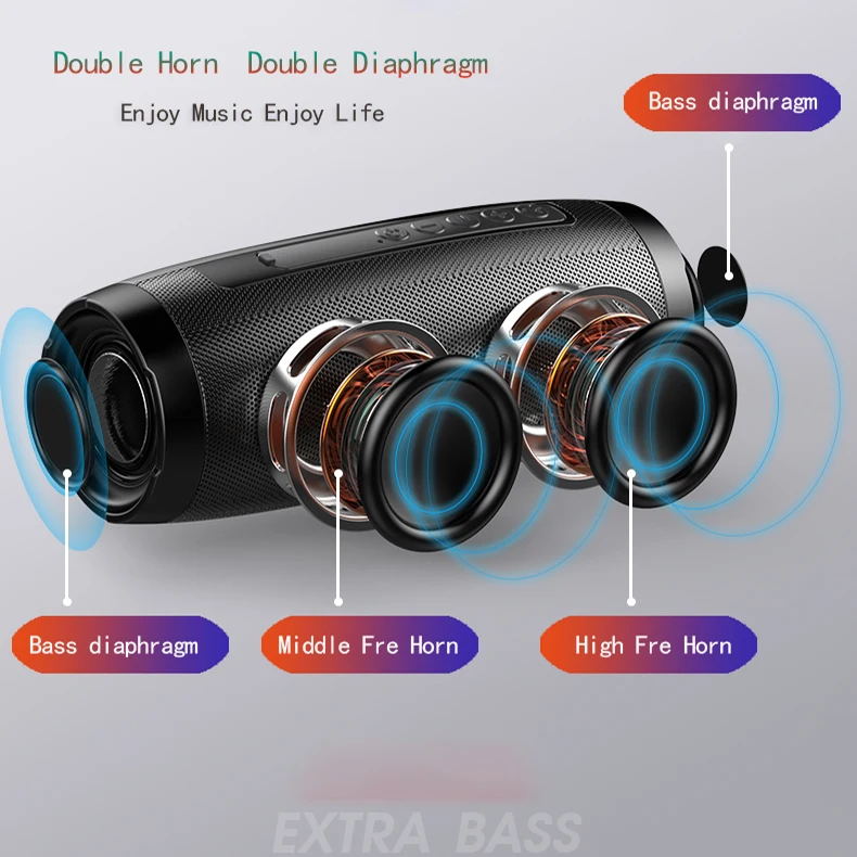 Amazon Hot Sale Led Flashing Light Wireless Speaker Portable Outdoor Loudspeaker 1200mah Fabric Subwoofer Fm Radio Speakers