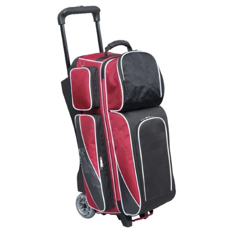 Large capacity 3 ball bowling luggageDouble Roller 2 Ball Bowling storage Bag trolley bowling gear bag rolling
