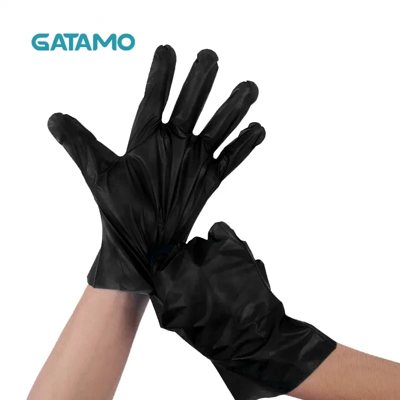BST004 Cheap Cleaning Kitchen Household Cleanroom Disposable Powder Free Food Grade Black Plastic Hand Glove TPE Gloves