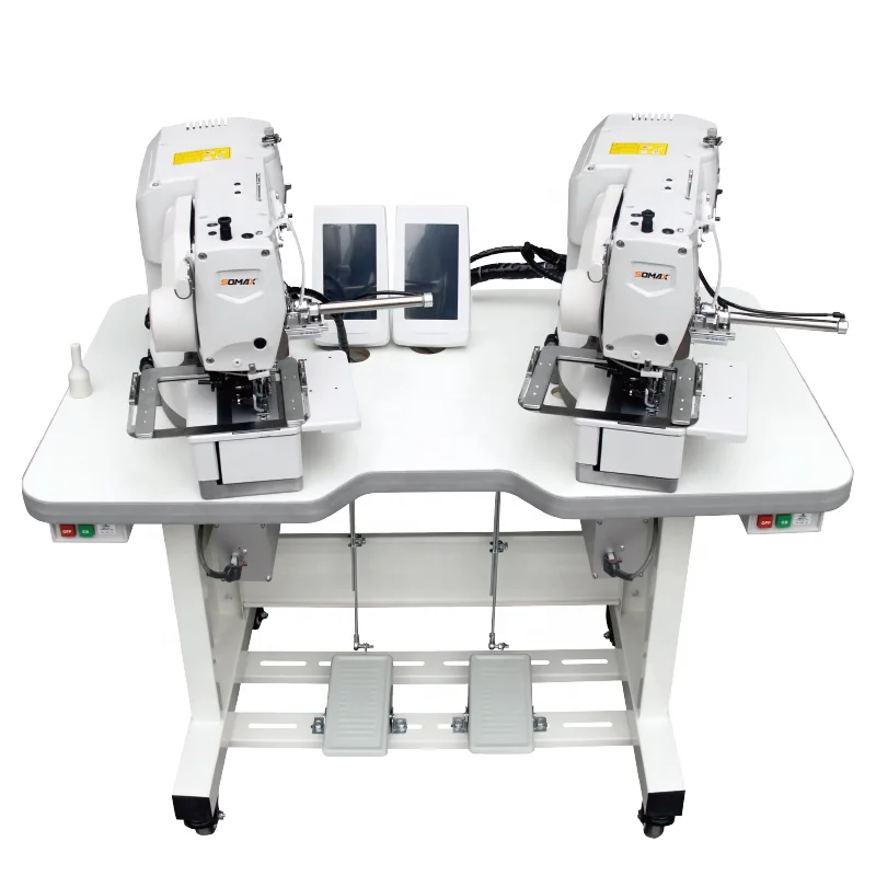 Hot sales double head button holing industrial sewing machine with slide device for sports bottom