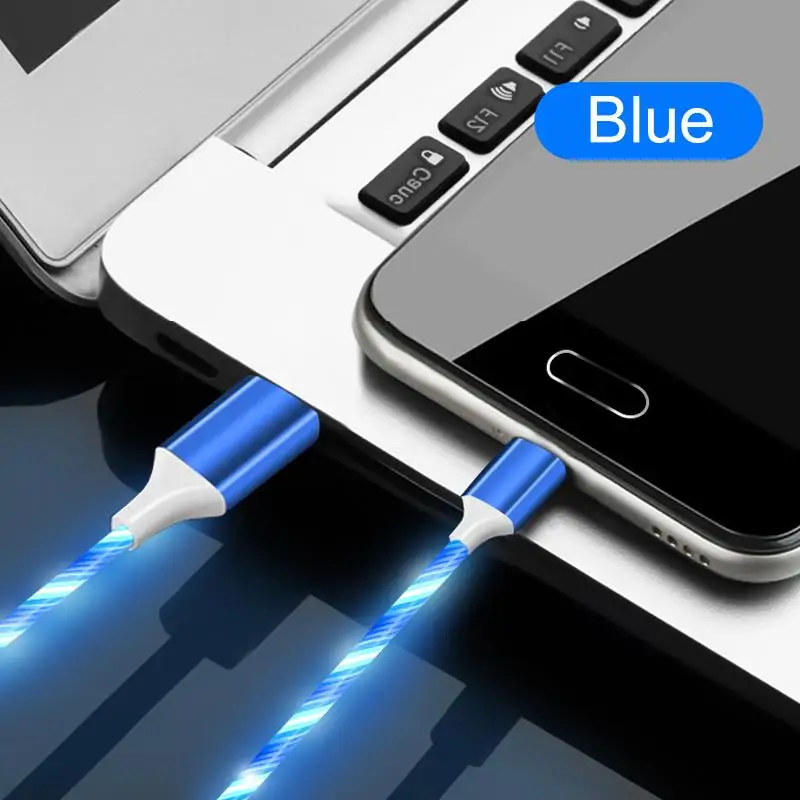 Быстрое зарядное устройство Micro USB Тип C LED Свечение течет USB Дата-кабель 8 Pin зарядный кабель для мобильного телефона