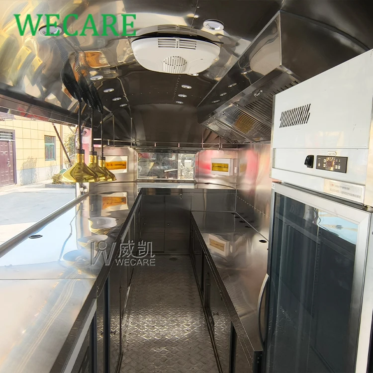 WECARE New Design Mobile Snack Food Trailer Fully Equipped Street Corn Hot Dog Fries Burger Taco Food Food Truck with Pizza Oven
