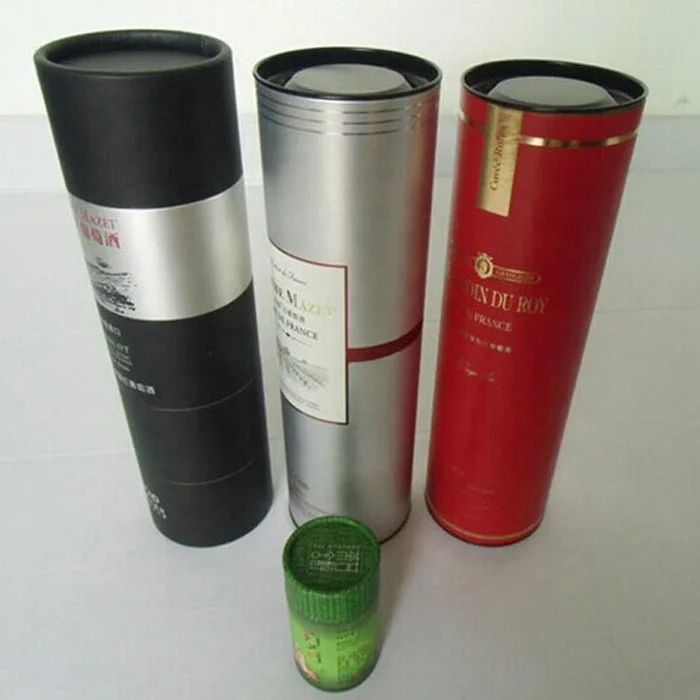 Custom Whiskey Packaging Paper Cardboard Tube For Glass Bottle Brown Paper Craft Tube For Beverage Packaging