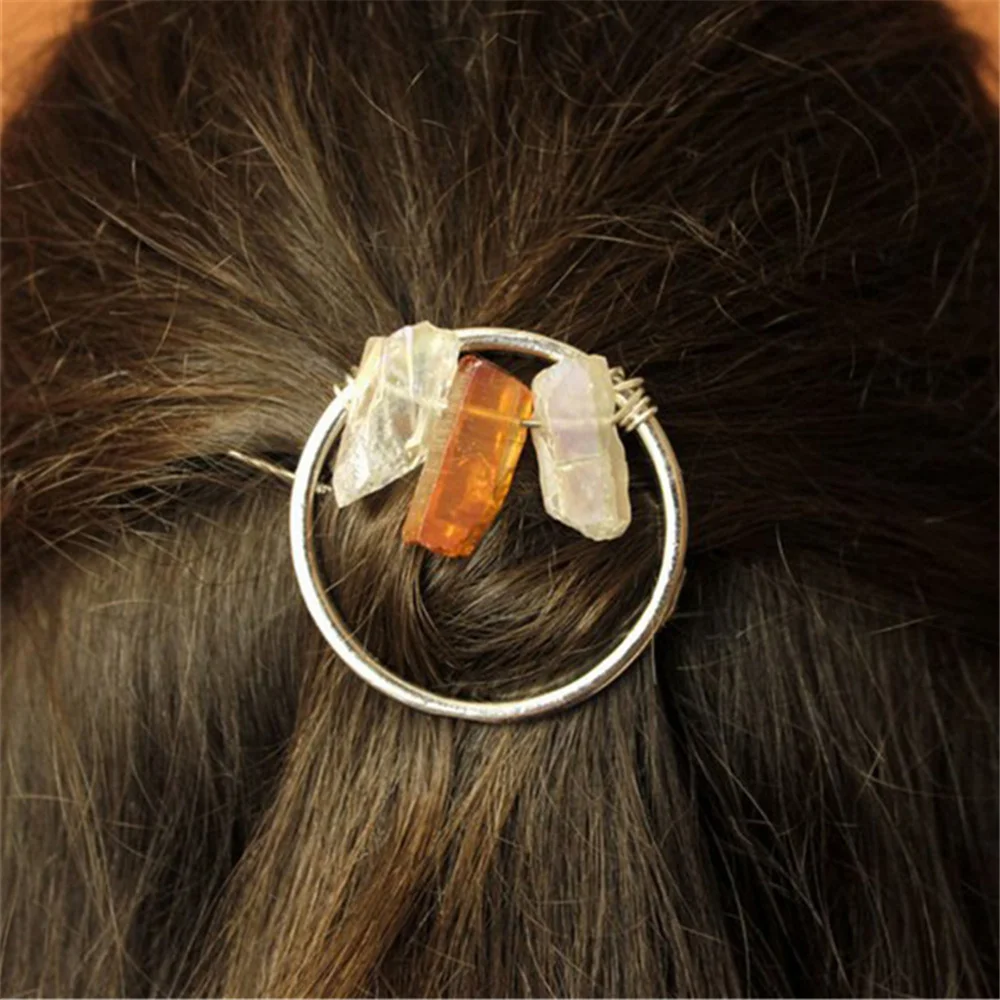 Round Purple Crystal Mermaid Crown Hair Jewelry Quartz Hoop Tiara Raw Headband Pangen Wedding Battette Bridal Hair Accessories