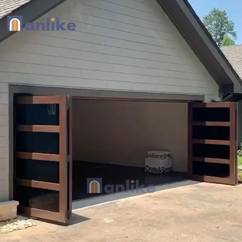 Anlike Customized Automatic Aluminium Modern Luxury Horizontal Bifold Sectional Electric Double Garage Door