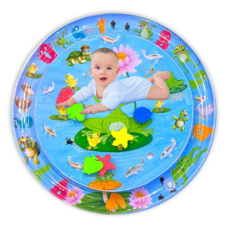Eco-friendly PVC portable convenient inflatable infant baby water play mat for learning Tummy time play mat