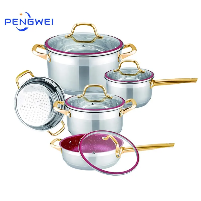wholesale multi function kitchen ware induction stainless steel nonstick cookware set good quality hot pot set