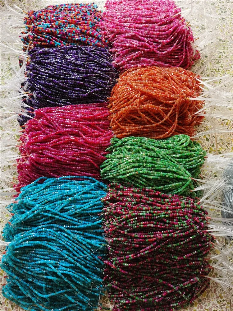 8mm Colorful Natural Matte Agate Stone Beads Square Gemstone Beads