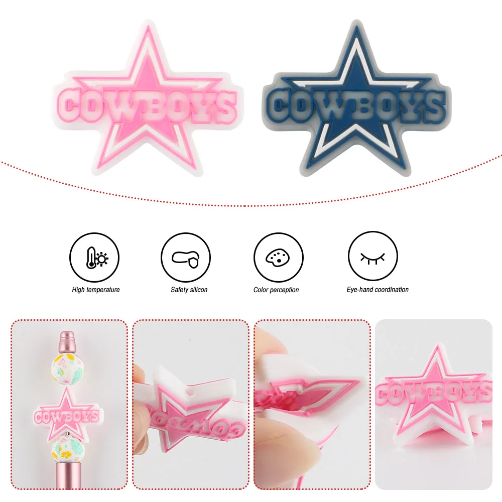 DIY Jewelry Food Grade Pendants Chew Basketball Game Gift Beaded Pen Silicone NFL American Football Sports Bow Focal Beads