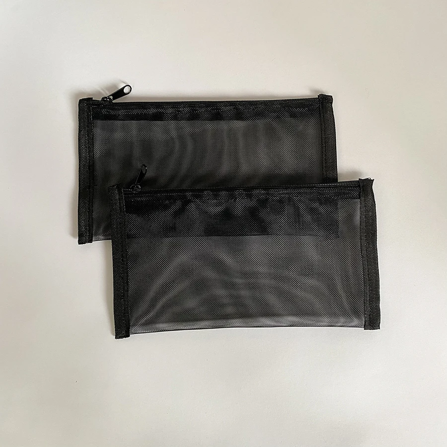 Factory Price Nylon Mesh Zipper Cosmetic Pouch Bag Portable Travel Makeup Bags School Pencil Cases Storage Bag