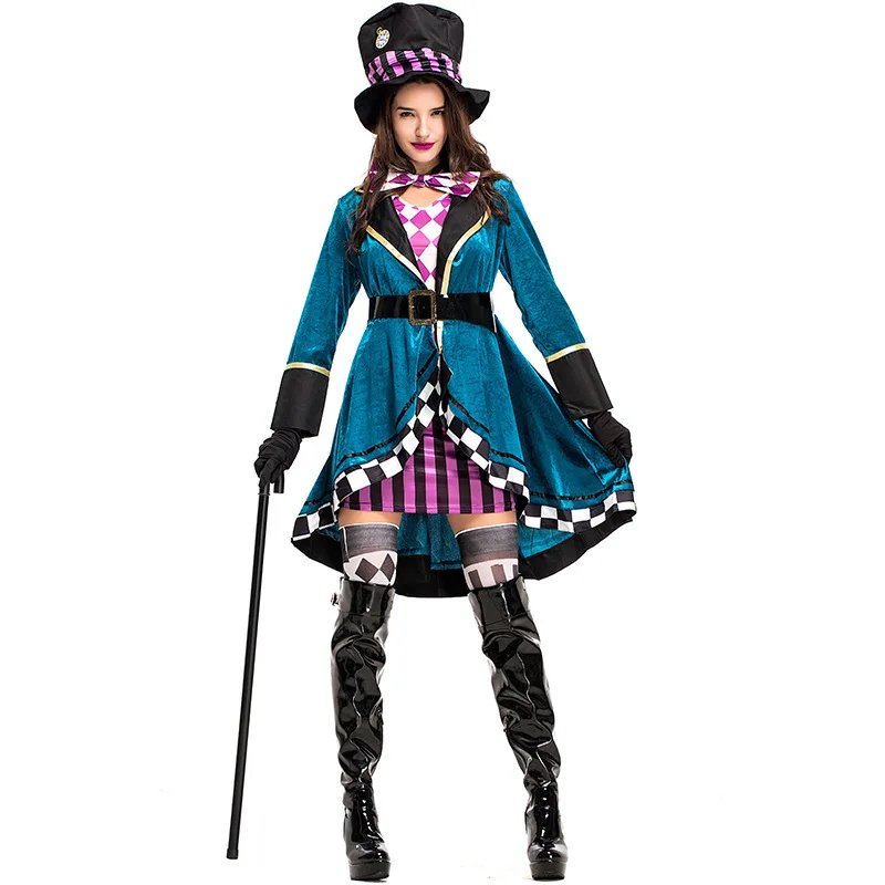 
Wholesale Halloween women alice in wonderland mad hatter costume 
