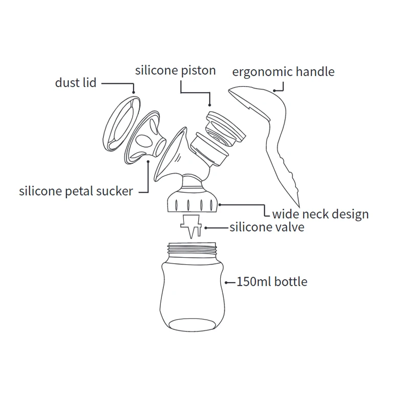 Manual Breast milk Pump Portable milk collection silicone baby feeding pump cup