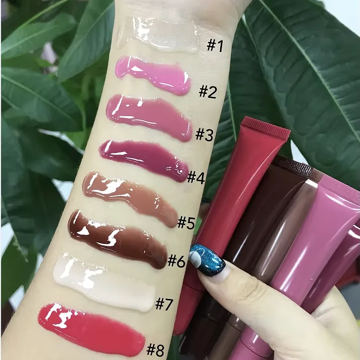 lipgloss custom  squeeze tubes wholesale fruit flavor gloss private label glitter clear lip balm lip gloss vendor