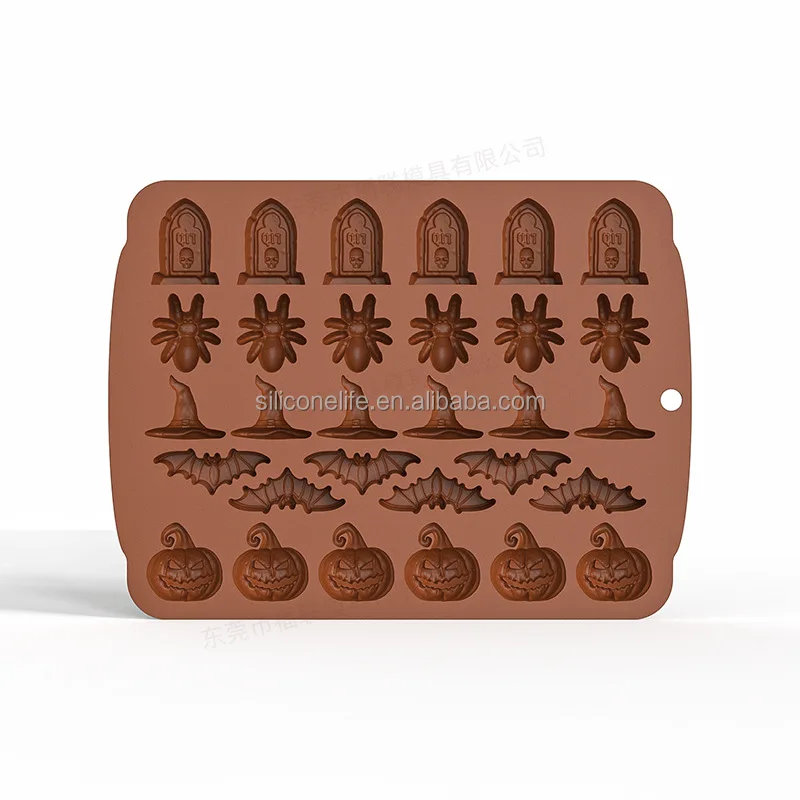 Halloween Silicone Ice Tray Halloween Moulds Silicone Ice Cube Trays  Mold for Cake Decoration Hat Bat Skeleton Patterns