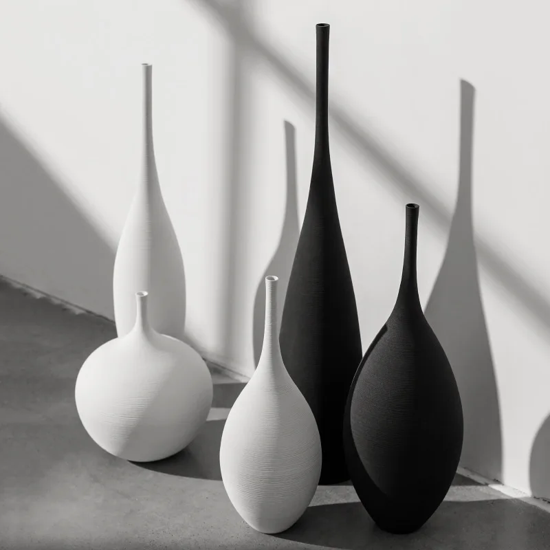 Tall Flower Vases for Living Room Decorations,Modern White Ceramic Vases for Home Decor Shelf