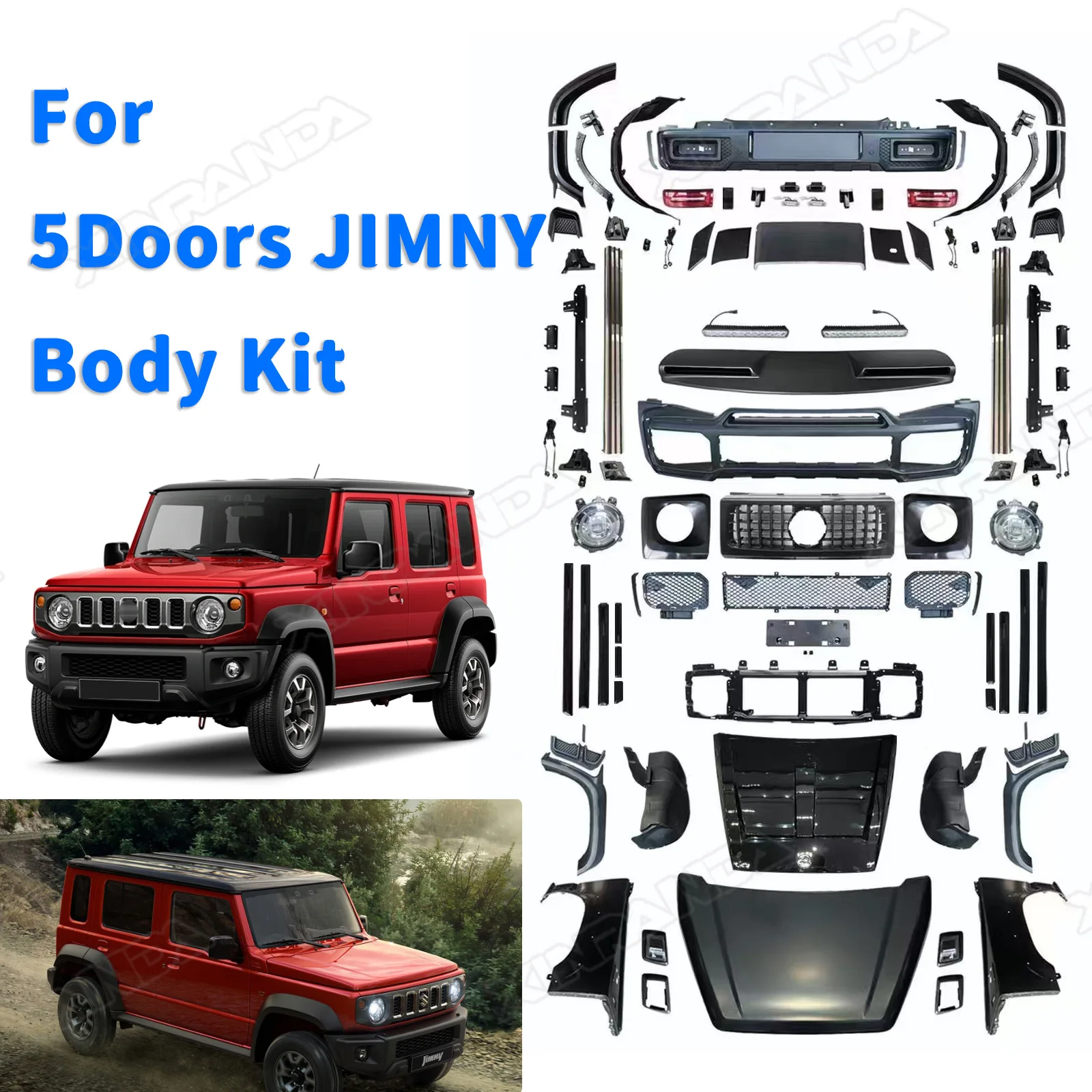 Оптовая продажа комплект для всего кузова автомобиля 4x4 внешние аксессуары обвес комплекты Suzuki Jimny 5 дверей Jc74