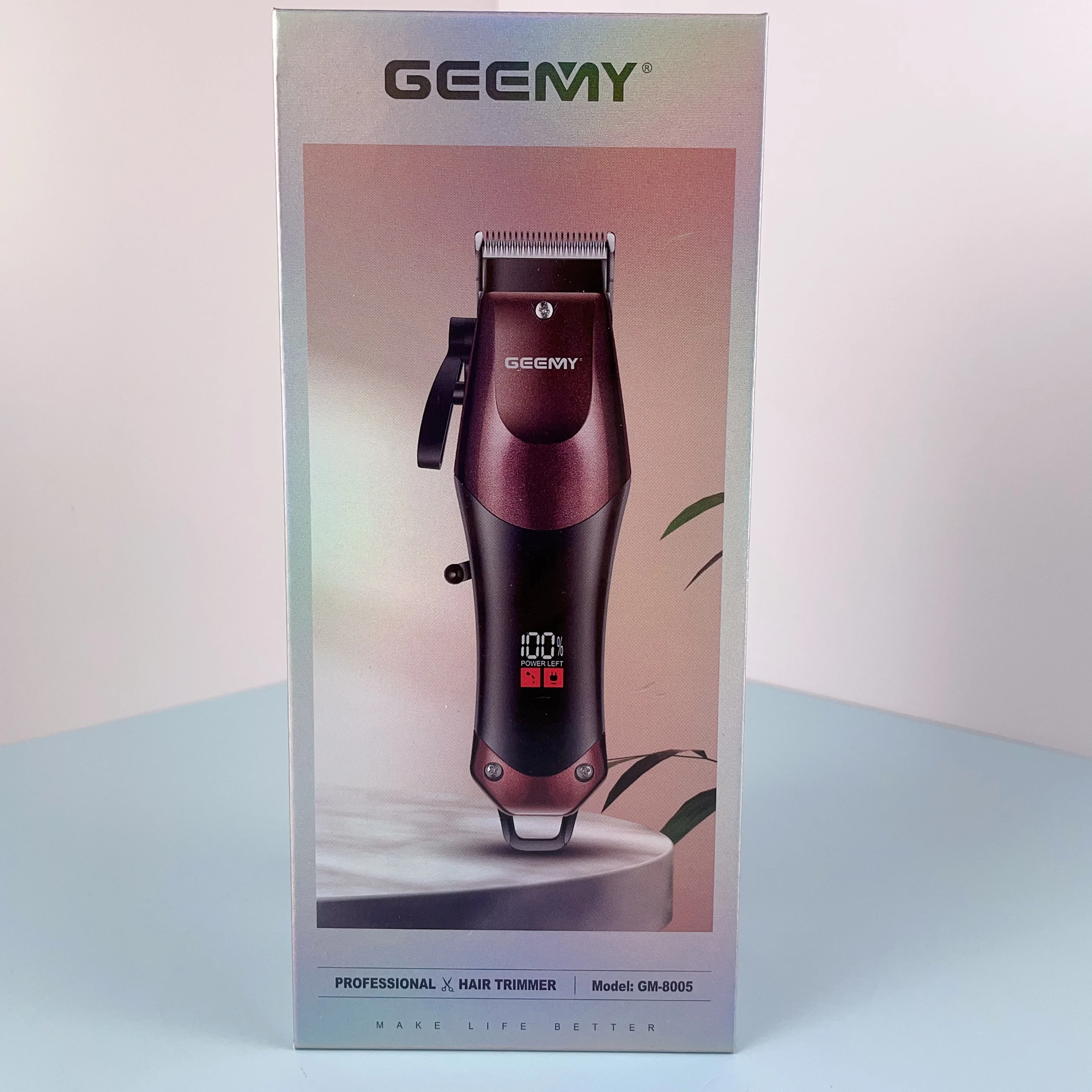 Geemy GM-8005 Adjustable Salon Metal Professional Rechargeable Beard Trimmer Electric Cordless Barber Hair Clipper For Men