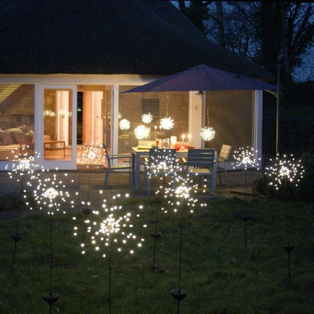 H45cm Firework Starburst Dandelion Portable Stake Light Motion Sensor Outdoor Street Garden Decorative Led Solar Light