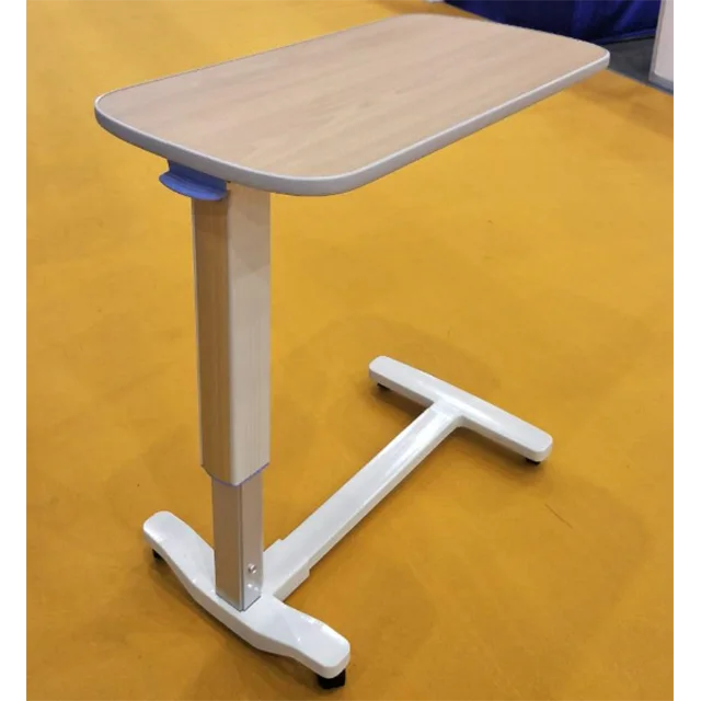 wood adjustable mobile cart medical equipment nursing abs movable over bed table,hospital furniture patient cabinet dining Desk