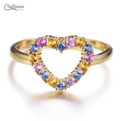 High Quality 925 Silver Gold Plated Fashion Jewelry Lady Jewelry Statement Ring Color CZ heart shape Rings  Women Gifts Ring