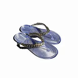Women Bronzing Printing Satin Sandals Cheap Slope Heel Beach Slope Heel Slipper pvc Flip Flop Outdoor