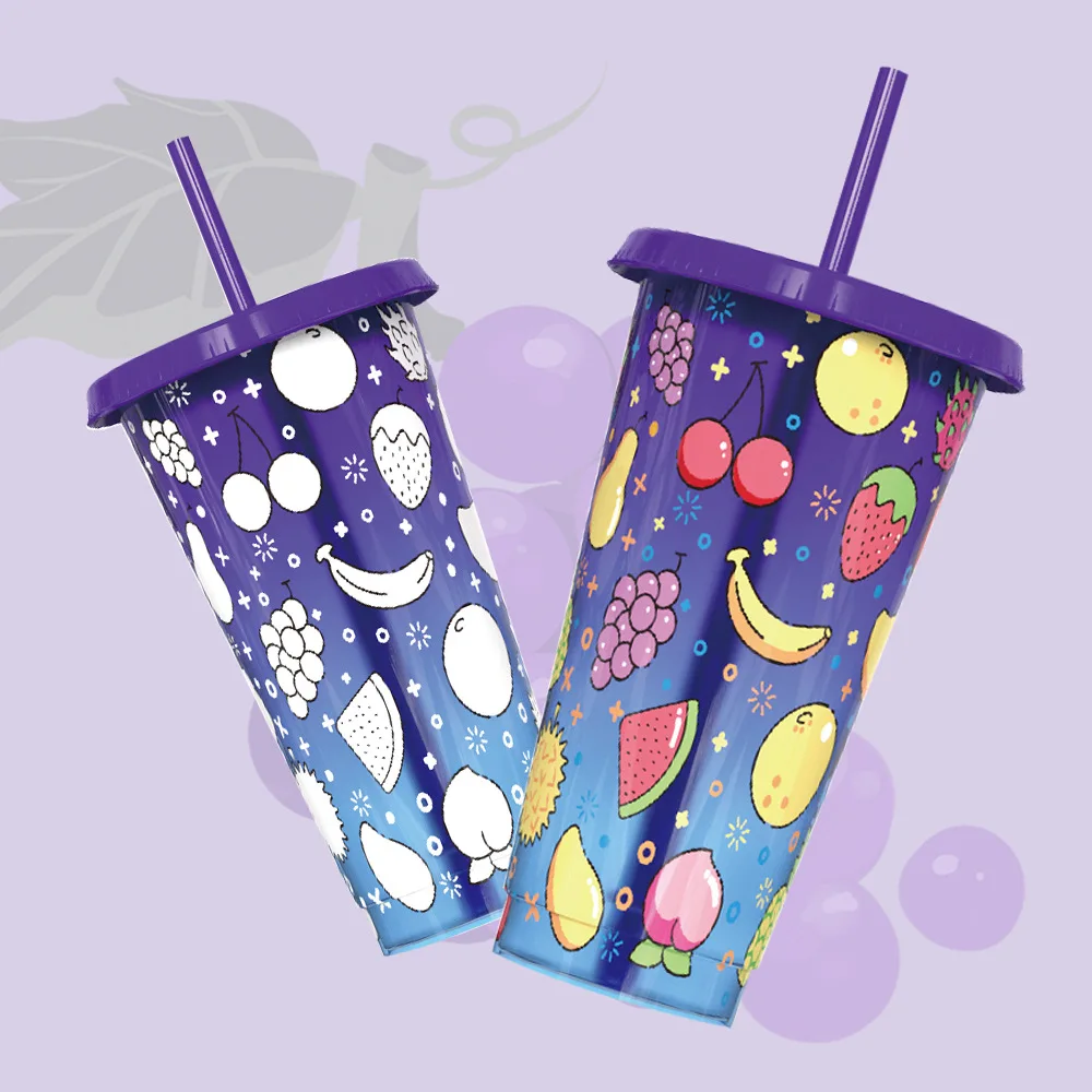 24oz Reusableplastic Coffee Mug reusable Plastic Coffee Cups hot Selling Color Changing Magic Mug Coffee Cups